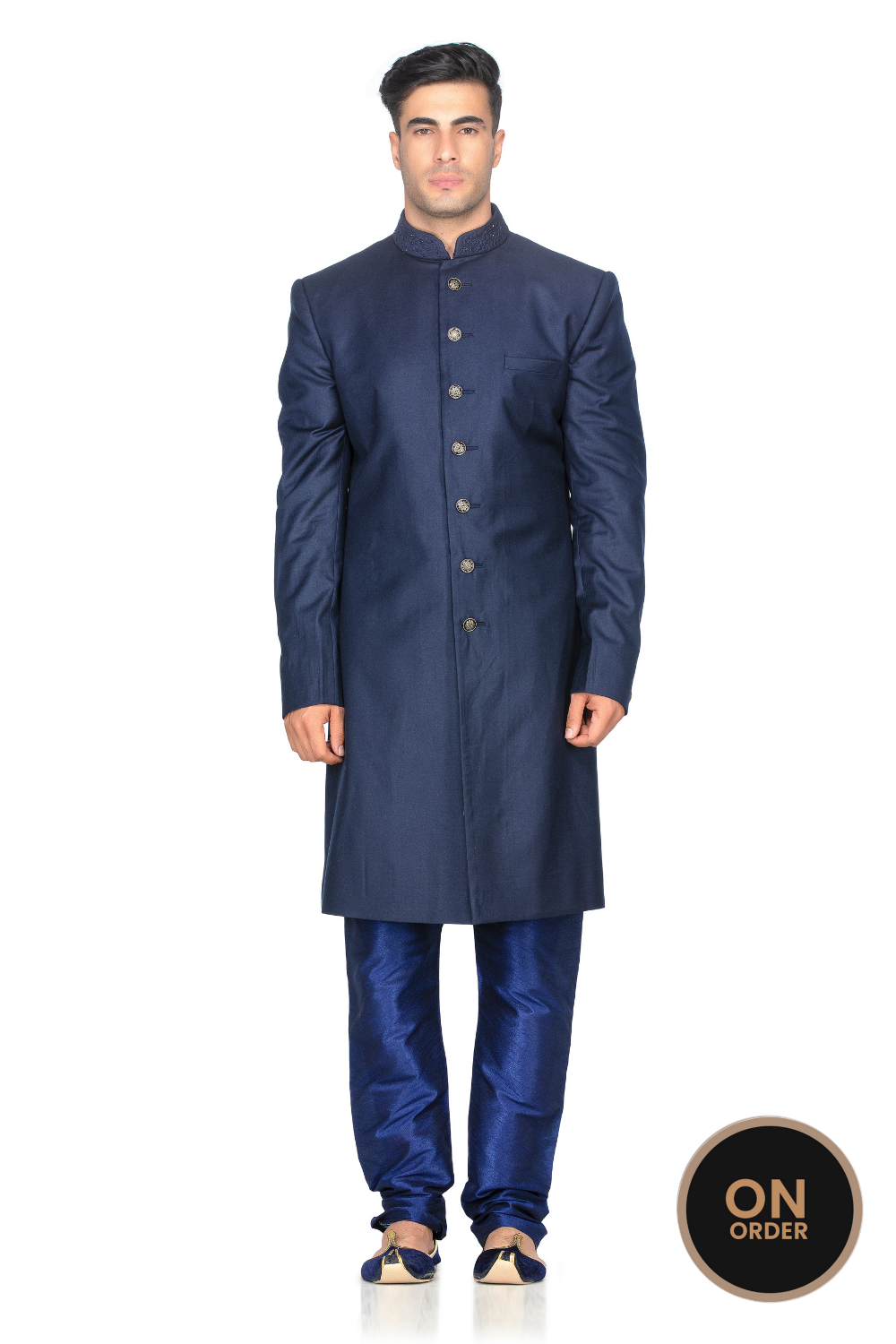 STYLISH NAVY BLUE QUILTED INDO WESTERN