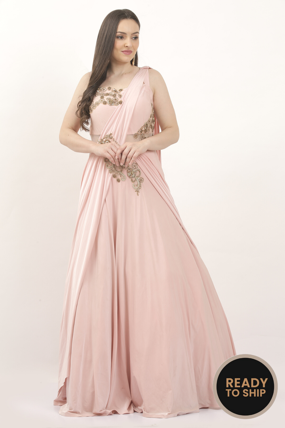 PEACH SAREE GOWN