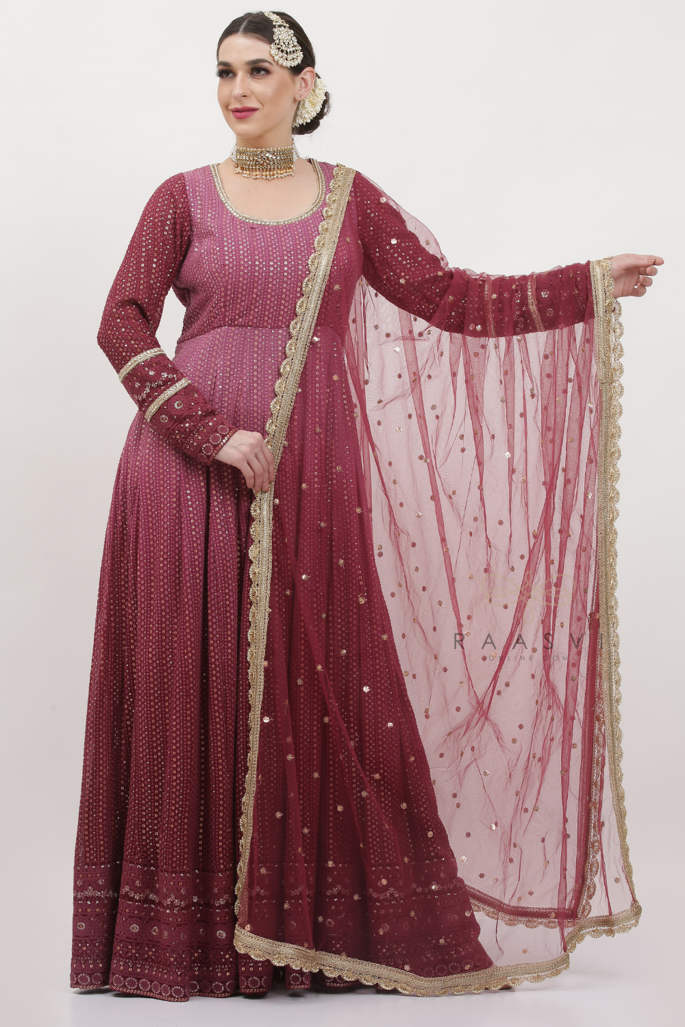 MAUVE OMBRE ROYAL ANARKALI SET