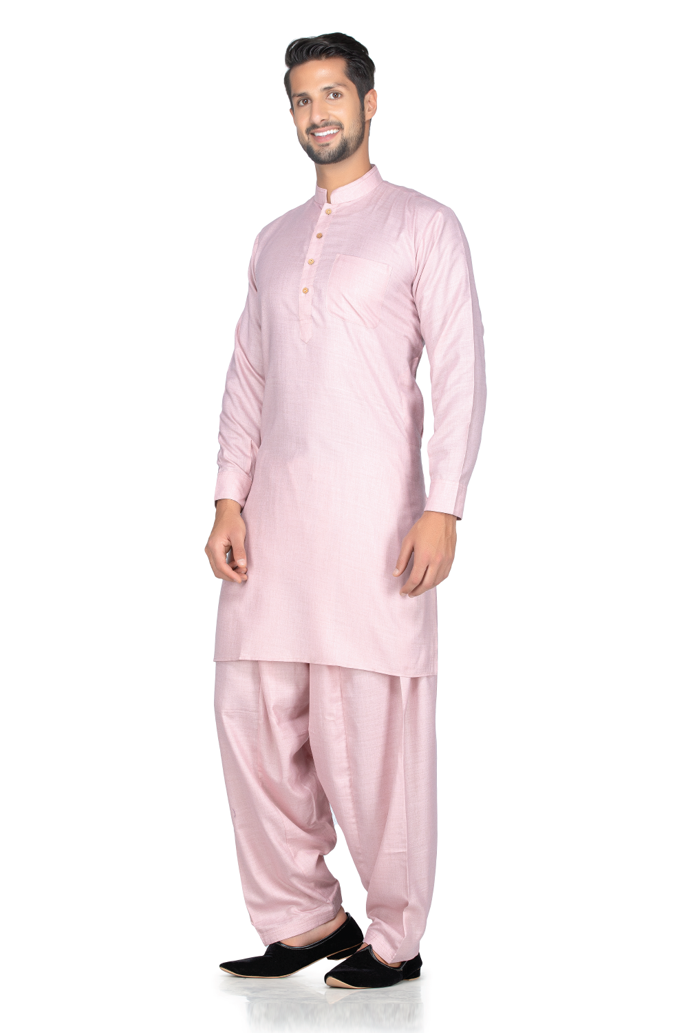 Elegant dusky pink kurta salwar with chest pocket