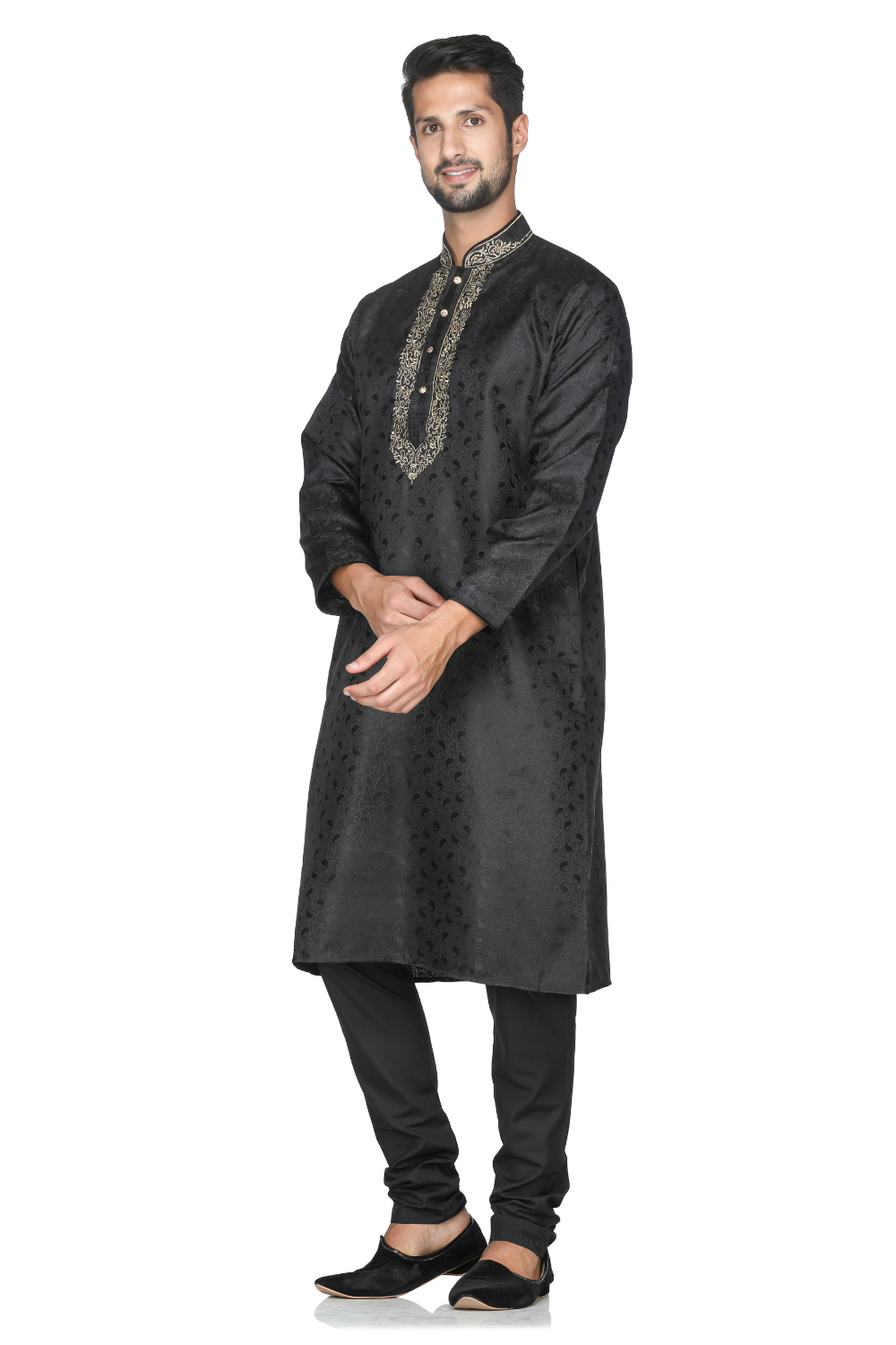 FASHIONABLE BLACK JACQUARD KURTA