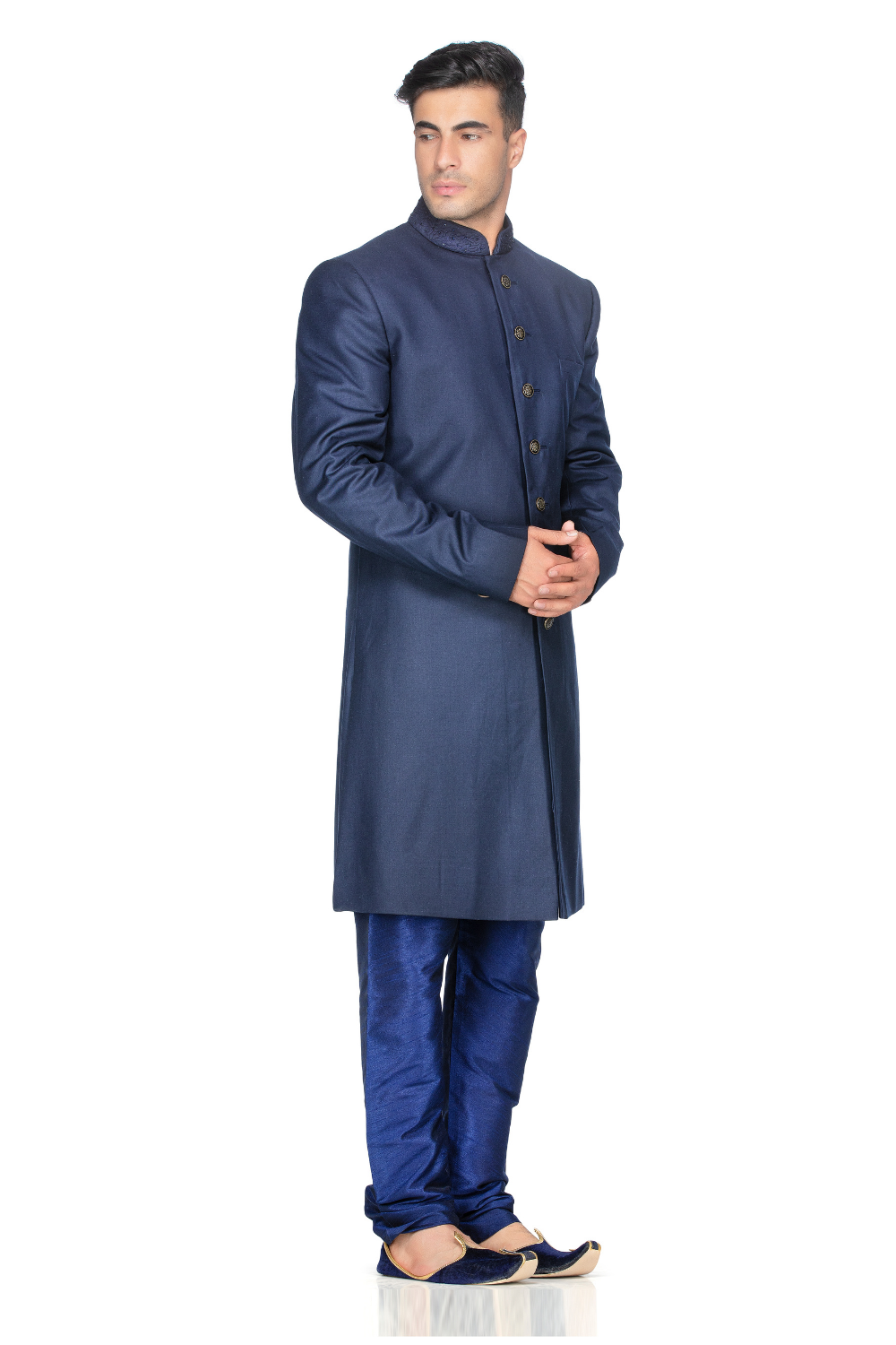 STYLISH NAVY BLUE QUILTED INDO WESTERN