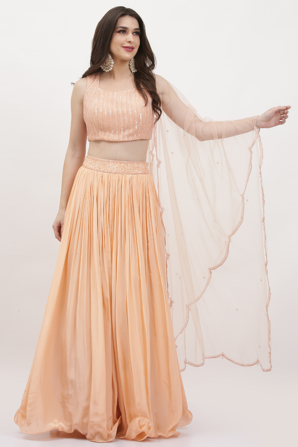 NUDE PEACH SKIRT LEHENGA SET