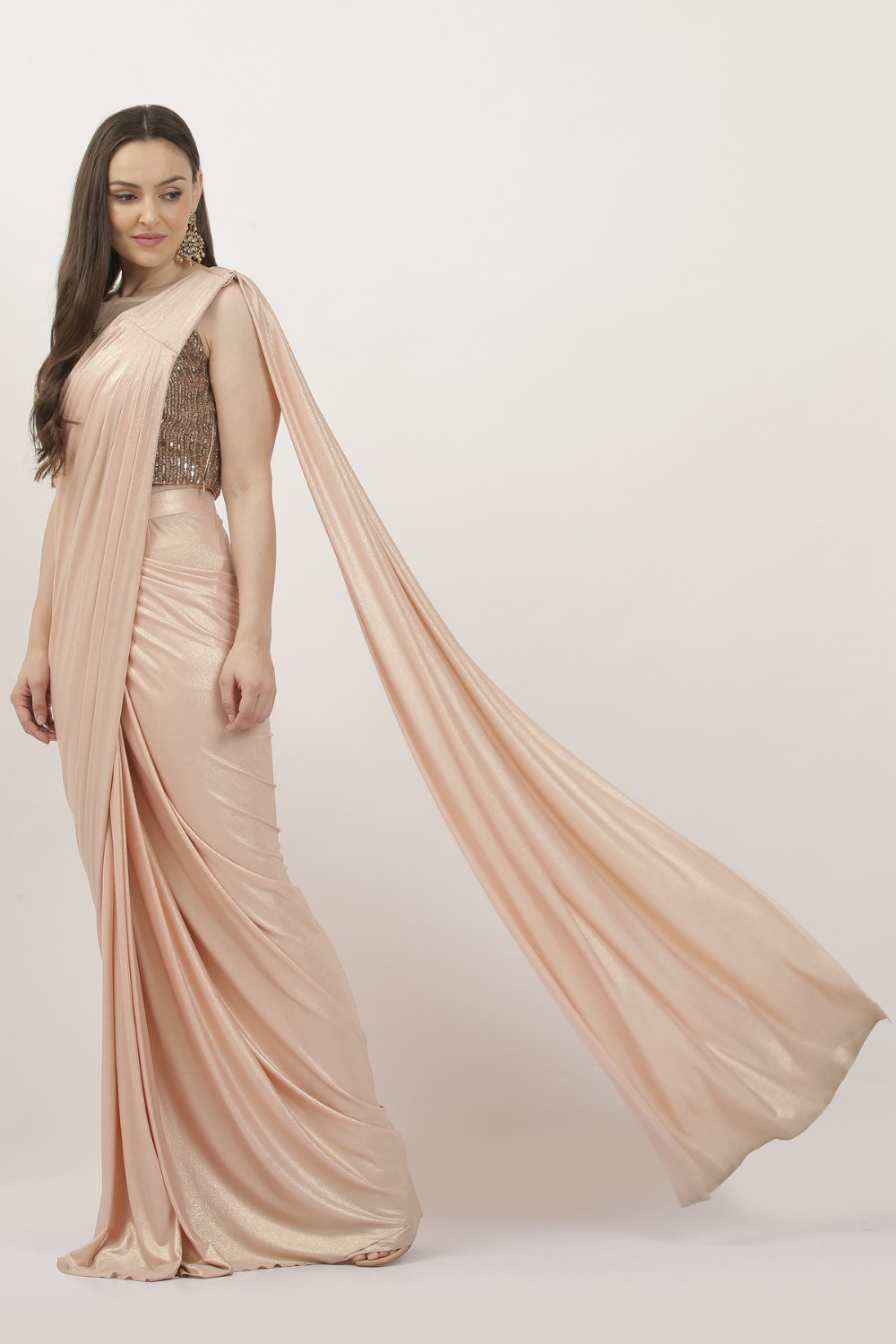 ROYAL PEACH DRAPE SAREE