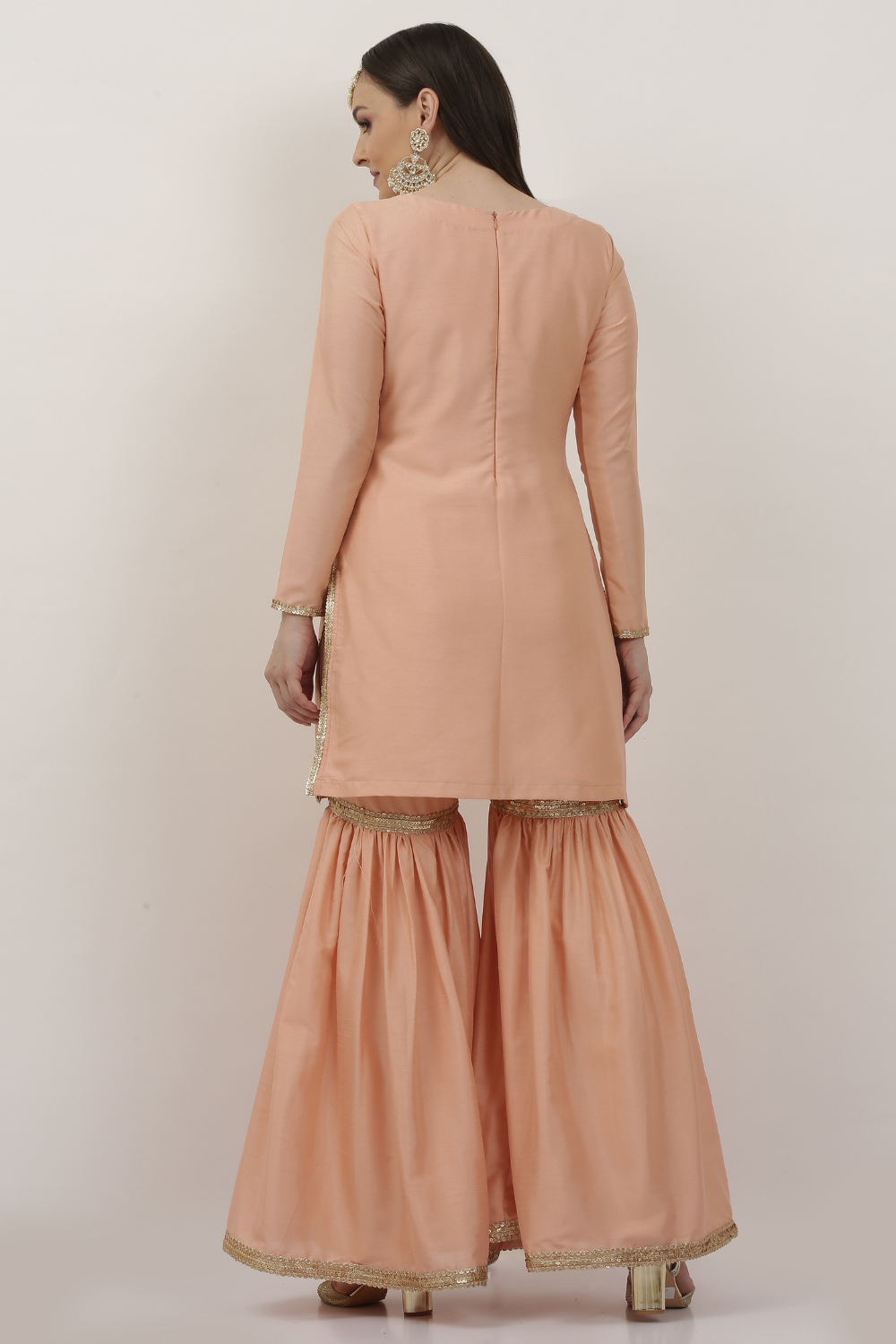 PEACH SILK GHARARA SET