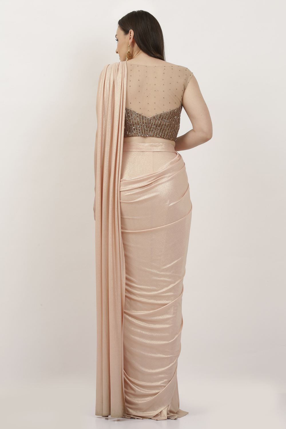 ROYAL PEACH DRAPE SAREE