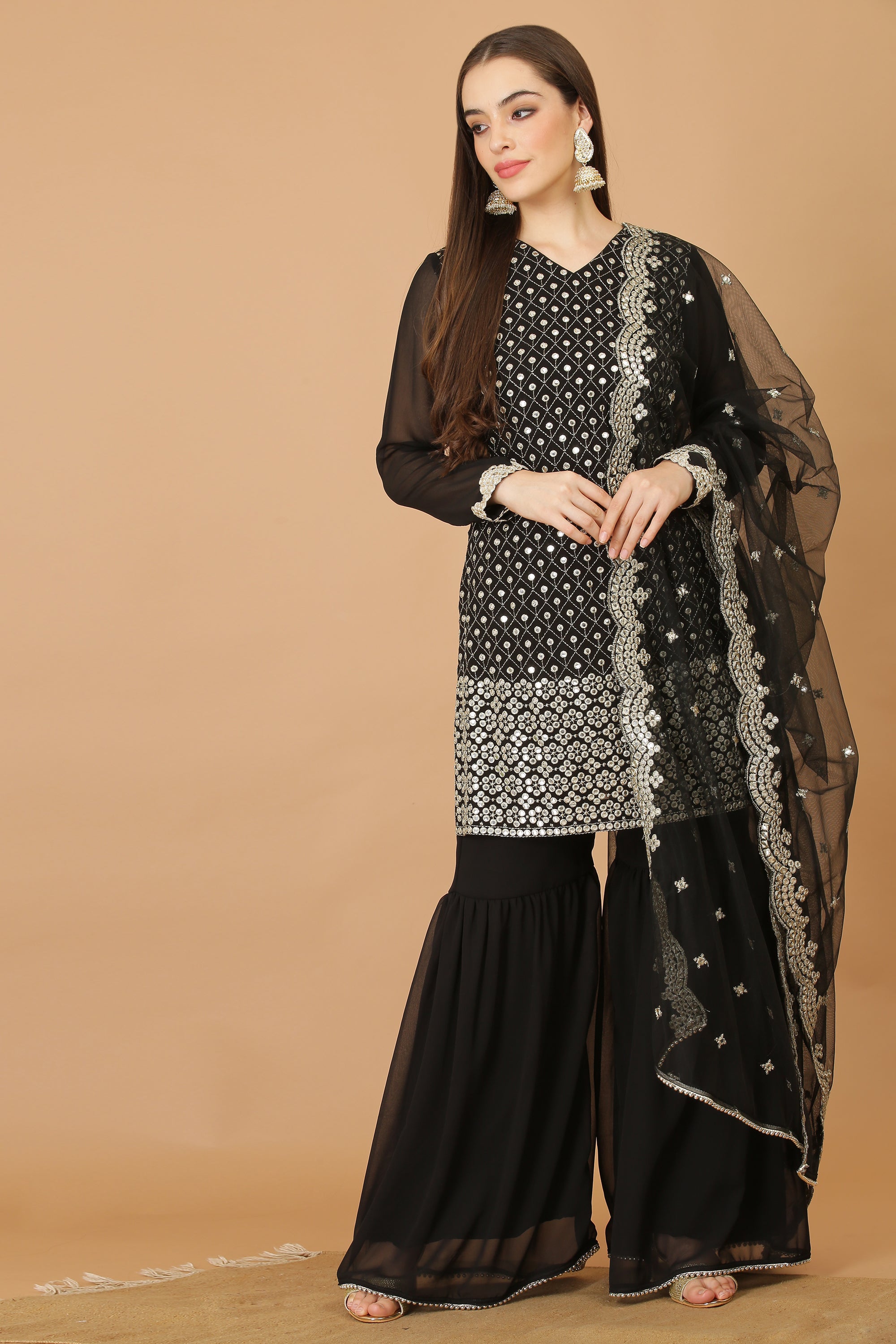 BLACK PERFECT PICK GHARARA SET