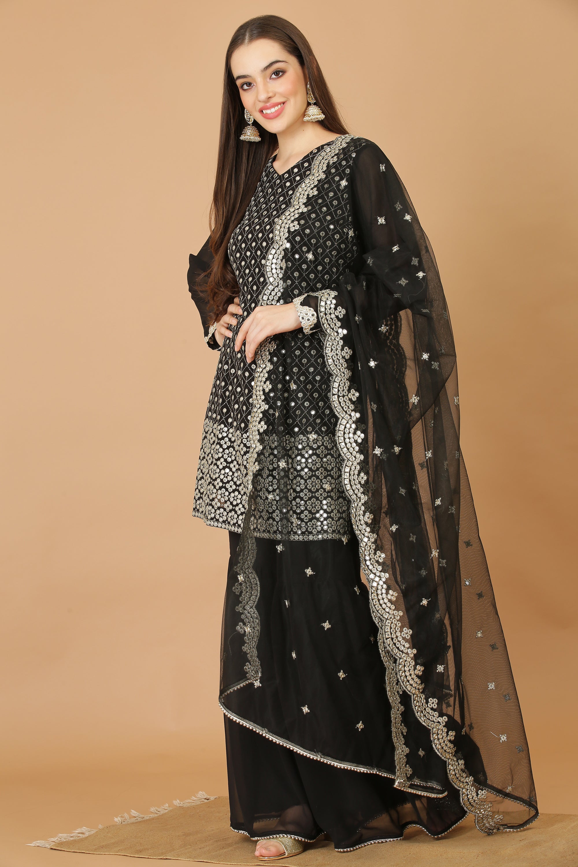 BLACK PERFECT PICK GHARARA SET