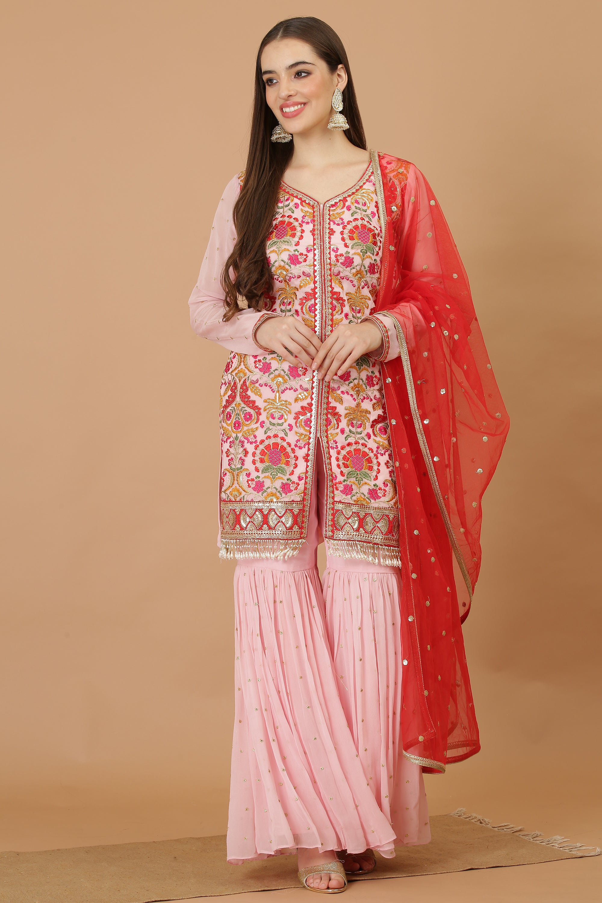 PINK ROSE GHARARA SET