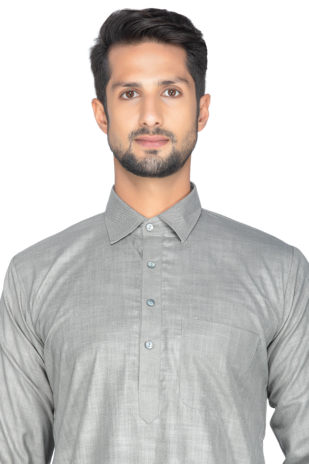 Casual and stylish grey shirt collar kurta and salwar